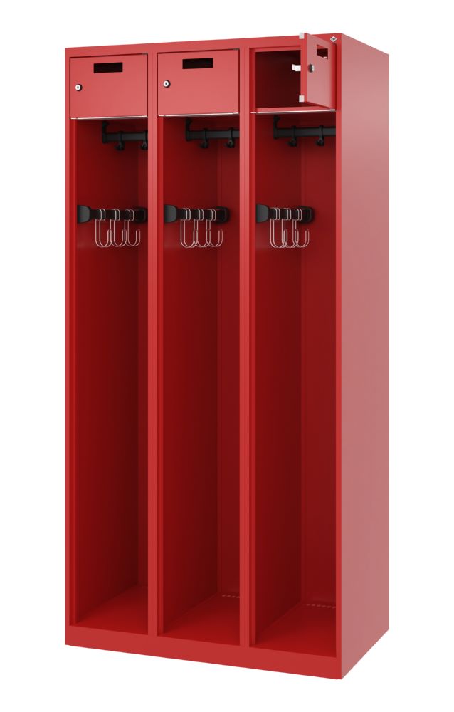 Produktbild C+P Feuerwehrspind Praktus 3 Abteile in feuerrot 900 x 500 x 1850 mm bild 2