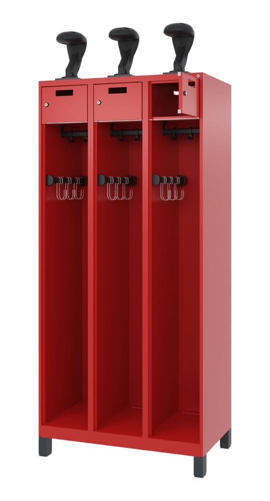 Produktbild C+P Feuerwehrspind Evolo Praktus mit 3 Helmhalter feuerrot 900 x 500 x 1850 mm bild 2