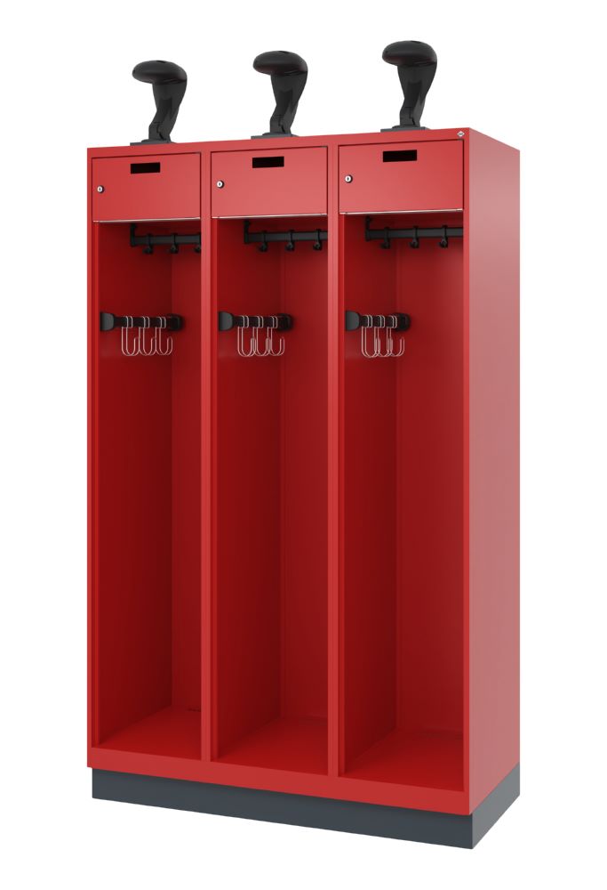 Produktbild C+P Feuerwehrspind Praktus je Abteil 1 Helmhalter feuerrot 1200 x 500 x 1850 mm