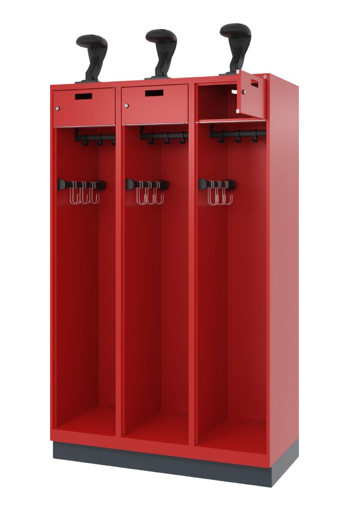 Produktbild C+P Feuerwehrspind Praktus je Abteil 1 Helmhalter feuerrot 1200 x 500 x 1850 mm bild 2