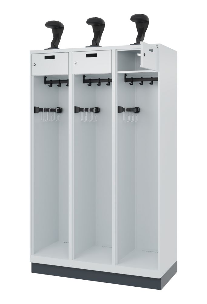 Produktbild C+P Feuerwehrspind Praktus 3 offene Abteile lichtgrau 1200 x 500 x 1850 mm bild 2