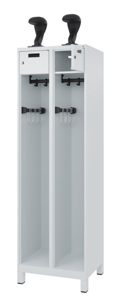 Produktbild C+P Feuerwehrspind Praktus mit Fußteil 2 Abteile lichtgrau 600 x 500 x 1850 mm bild 2
