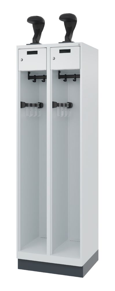 Produktbild C+P Feuerwehrspind Evolo Praktus 2 identische Abteile lichtgrau 600 x 500 x 1850 mm