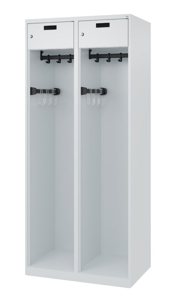 Produktbild C+P Feuerwehrspind Praktus 2 Abteile mit Ausstattung lichtgrau 800 x 500 x 1850 mm