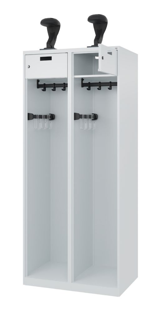 Produktbild C+P Feuerwehrspind Praktus 2 Abteile mit Schiebehaken lichtgrau 800 x 500 x 1850 mm bild 2