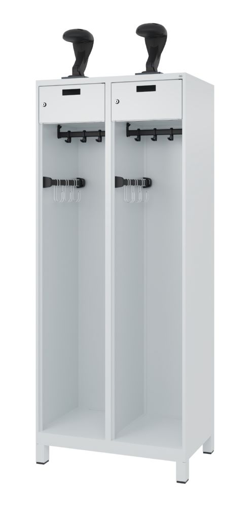 Produktbild C+P Feuerwehrspind Praktus 2 Innenabteile lichtgrau 800 x 500 x 1850 mm