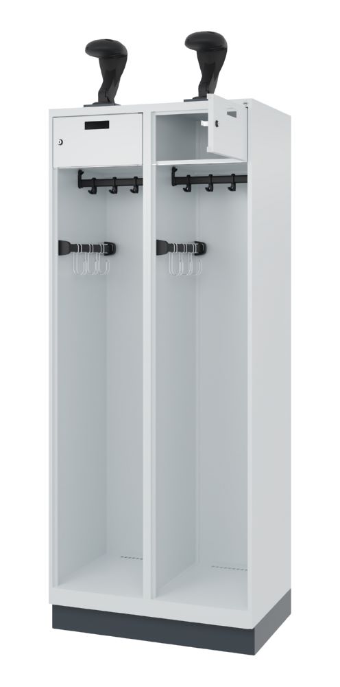 Produktbild C+P Feuerwehrspind Praktus 2 Abteile in lichtgrau 800 x 500 x 1850 mm bild 2