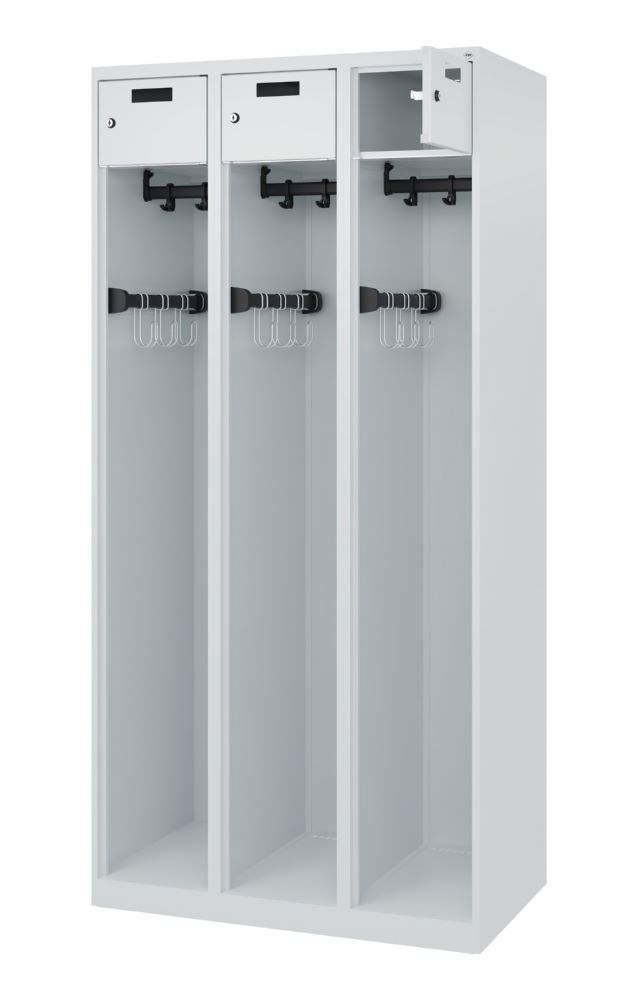 Produktbild C+P Feuerwehrspind Praktus 3 Abteile lichtgrau 900 x 500 x 1850 mm bild 2