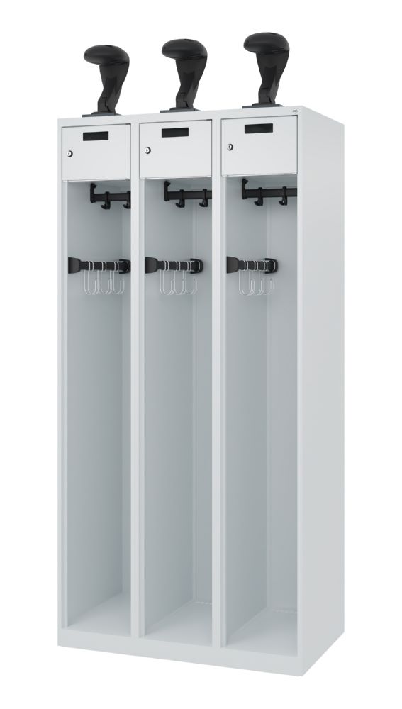 Produktbild C+P Feuerwehrspind Evolo Praktus 3 Abteile je 300 mm lichtgrau 900 x 500 x 1850 mm