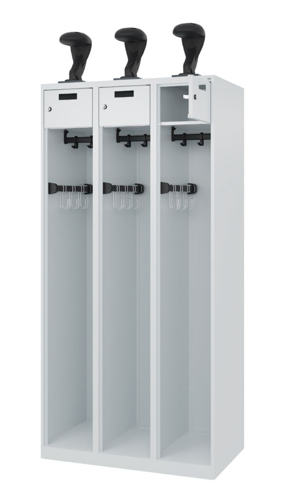 Produktbild C+P Feuerwehrspind Evolo Praktus 3 Abteile je 300 mm lichtgrau 900 x 500 x 1850 mm bild 2