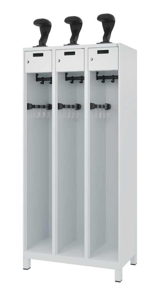 Produktbild C+P Feuerwehrspind Evolo mit 3 Helmhalter lichtgrau 900 x 500 x 1850 mm