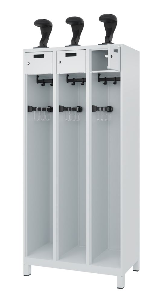 Produktbild C+P Feuerwehrspind Evolo mit 3 Helmhalter lichtgrau 900 x 500 x 1850 mm bild 2