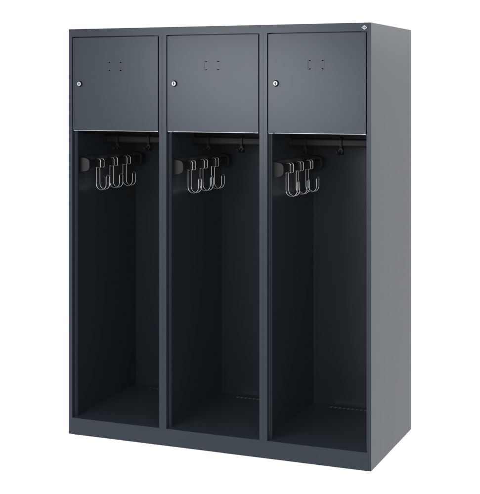 Produktbild C+P Feuerwehrspind Youngster 3 Abteile in anthrazit 1200 x 500 x 1530 mm