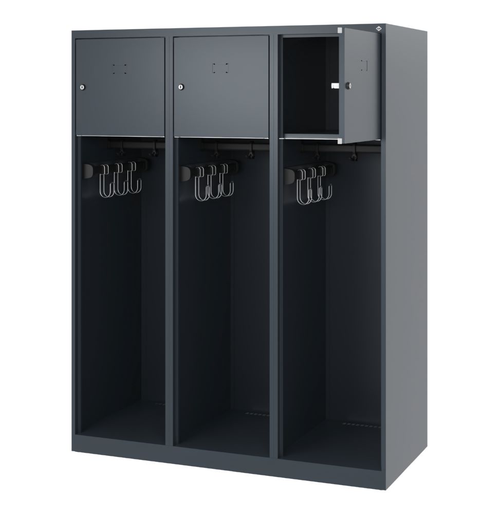 Produktbild C+P Feuerwehrspind Youngster 3 Abteile in anthrazit 1200 x 500 x 1530 mm bild 2