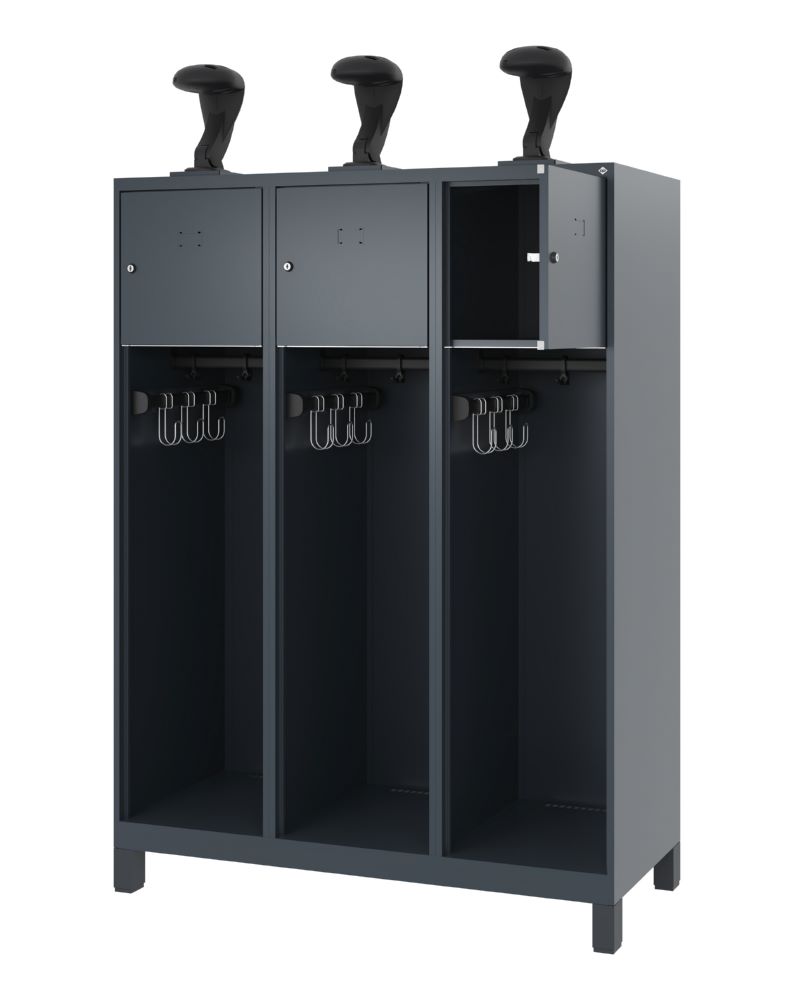 Produktbild C+P Stahl Feuerwehrspind Youngster 3 Abteile anthrazit 1200 x 500 x 1530 mm bild 2