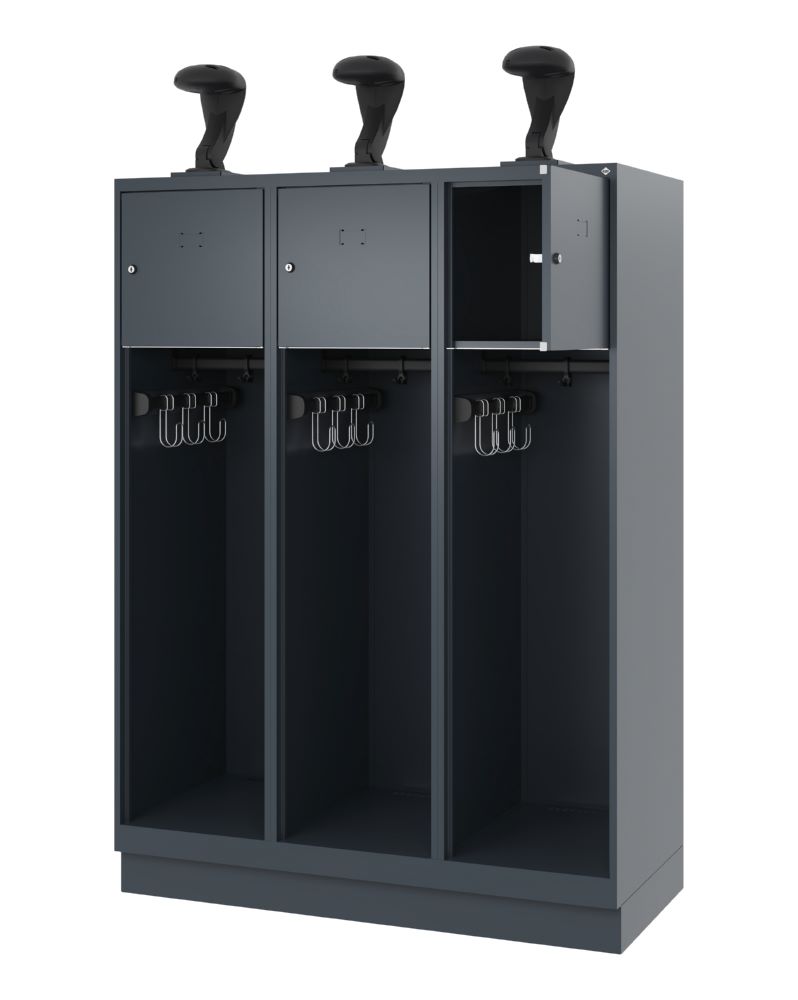 Produktbild C+P Feuerwehrspind Youngster 3 Abteile mit Sockel anthrazit 1200 x 500 x 1530 mm bild 2