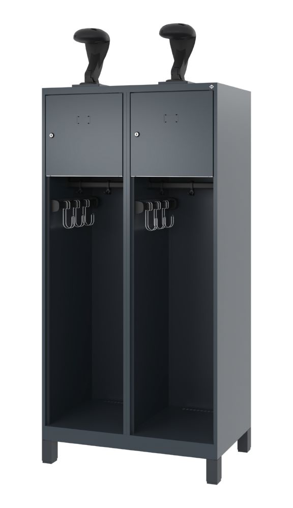 Produktbild C+P Feuerwehrspind Youngster 2 Abteile je 400 mm anthrazit 800 x 500 x 1530 mm