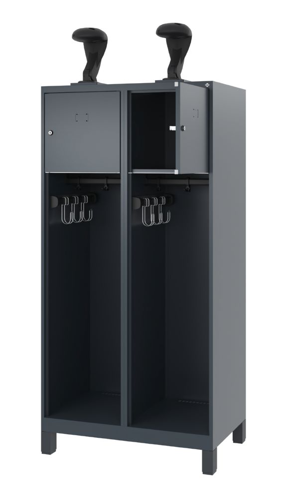 Produktbild C+P Feuerwehrspind Youngster 2 Abteile je 400 mm anthrazit 800 x 500 x 1530 mm bild 2