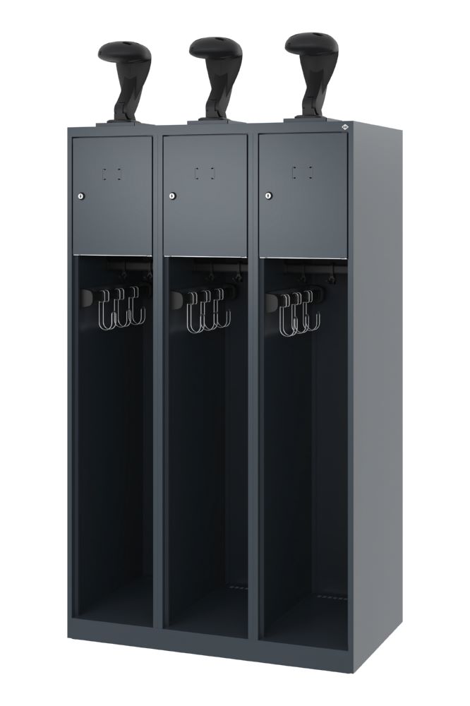 Produktbild C+P Feuerwehrspind Youngster 3 Abteilemit Helmhalter anthrazit 900 x 500 x 1530 mm