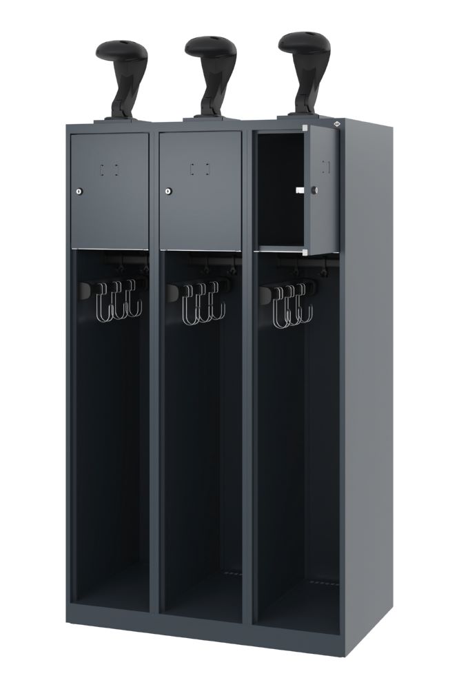 Produktbild C+P Feuerwehrspind Youngster 3 Abteilemit Helmhalter anthrazit 900 x 500 x 1530 mm bild 2