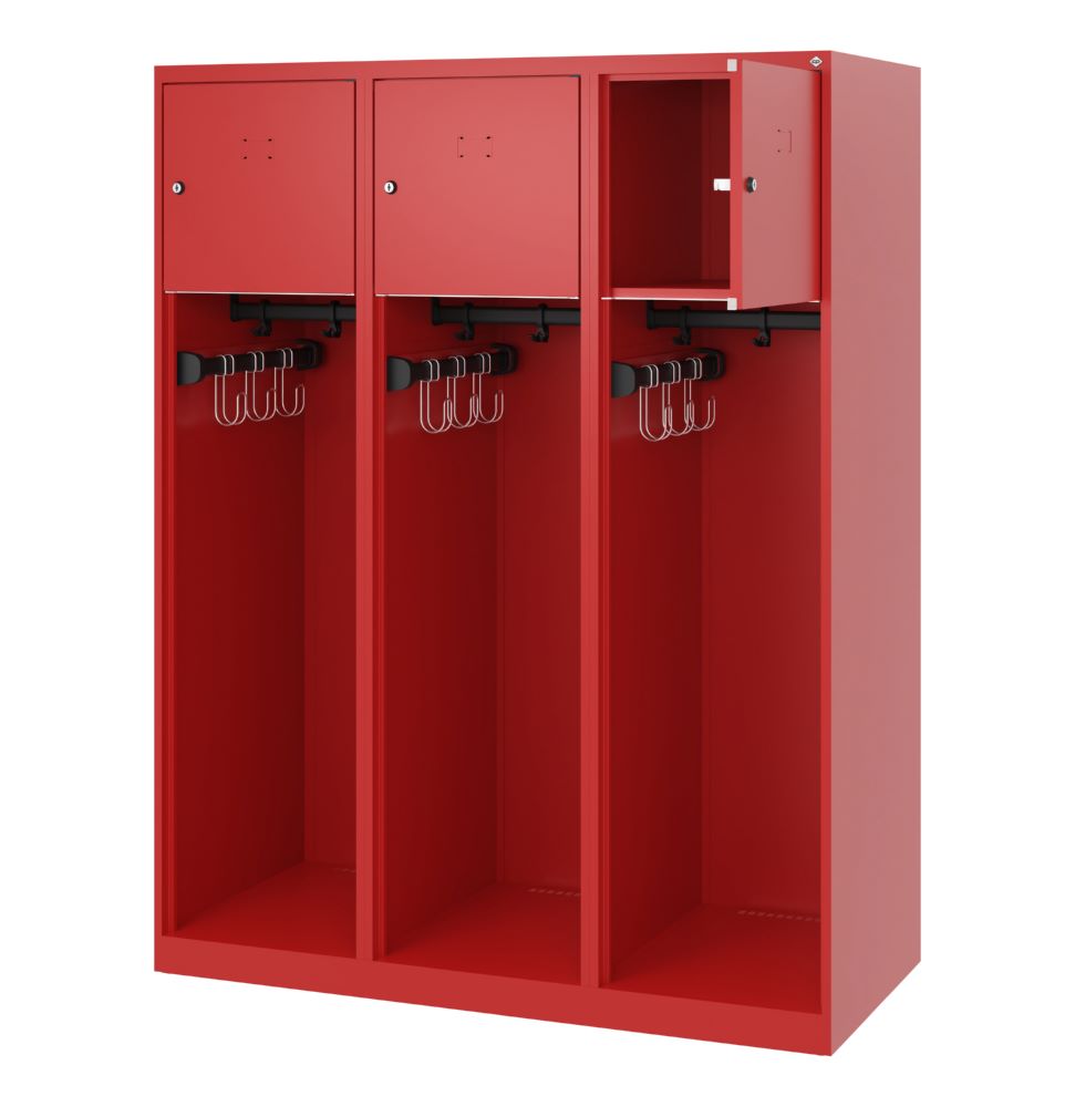 Produktbild C+P Feuerwehrspind Youngster 3 Abteile in feuerrot 1200 x 500 x 1530 mm bild 2