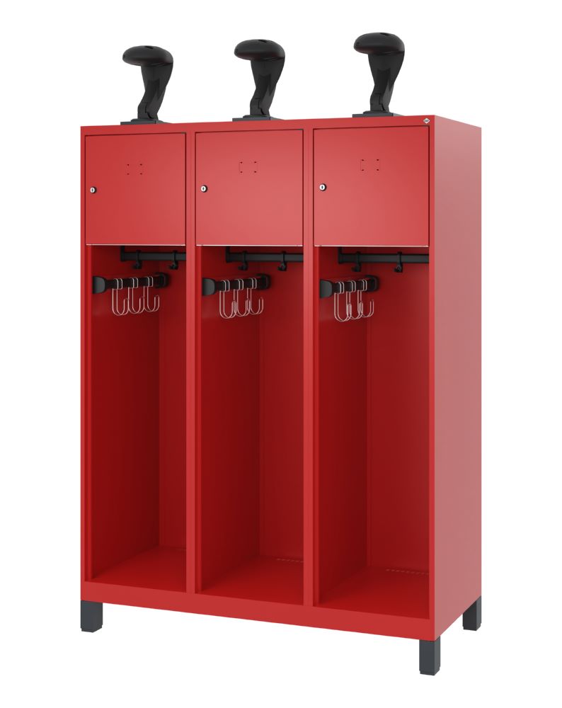 Produktbild C+P Stahl Feuerwehrspind Yougster 3 Abteile in feuerrot 1200 x 500 x 1530 mm