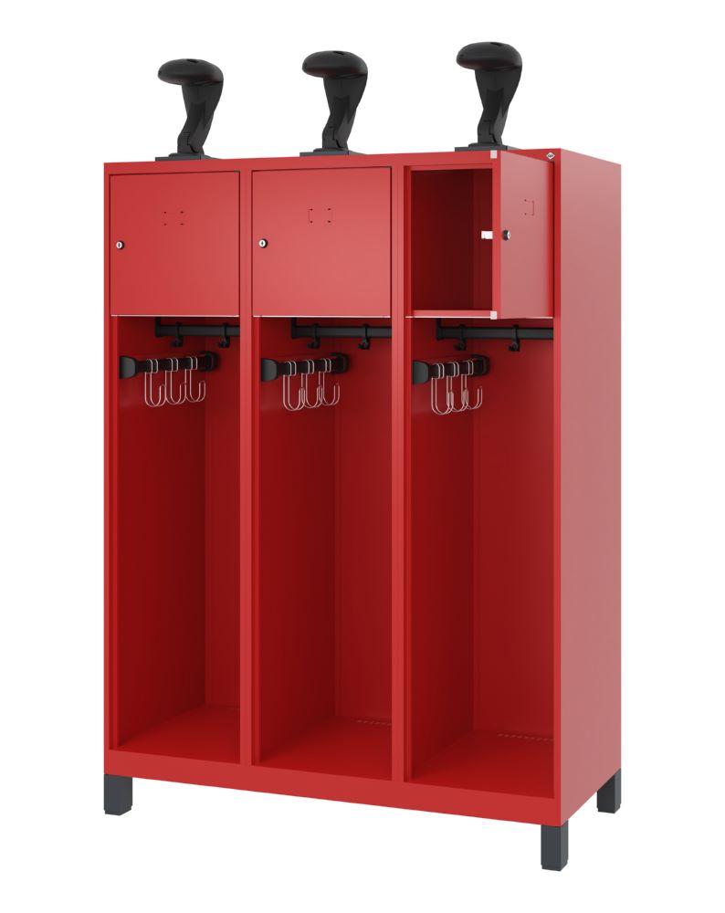Produktbild C+P Stahl Feuerwehrspind Yougster 3 Abteile in feuerrot 1200 x 500 x 1530 mm bild 2