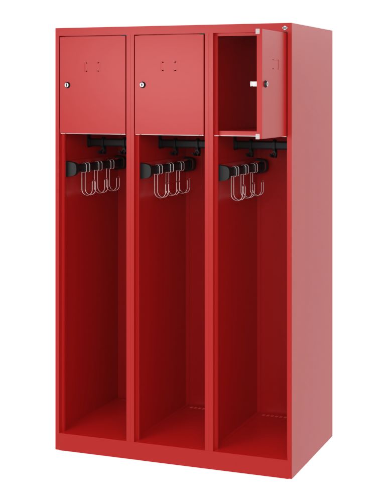 Produktbild C+P Feuerwehrspind Modell Youngster 3 offene Abteile feuerrot 900 x 500 x 1530 mm bild 2