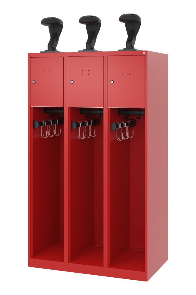 Produktbild C+P Feuerwehrspind Youngster 3 Abteile mit Helmhalter feuerrot 900 x 500 x 1530 mm