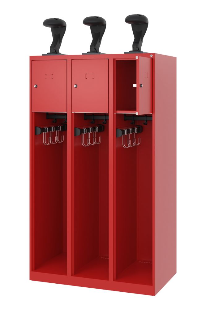 Produktbild C+P Feuerwehrspind Youngster 3 Abteile mit Helmhalter feuerrot 900 x 500 x 1530 mm bild 2