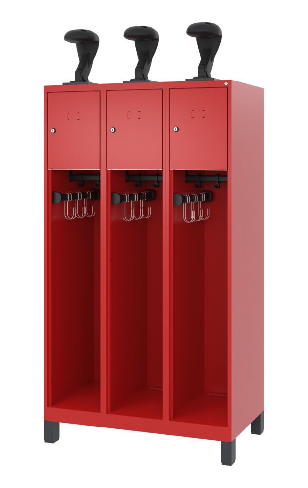Produktbild C+P Feuerwehrspind Evolo Youngster mit 3 Wertfächer feuerrot 900 x 500 x 1630 mm