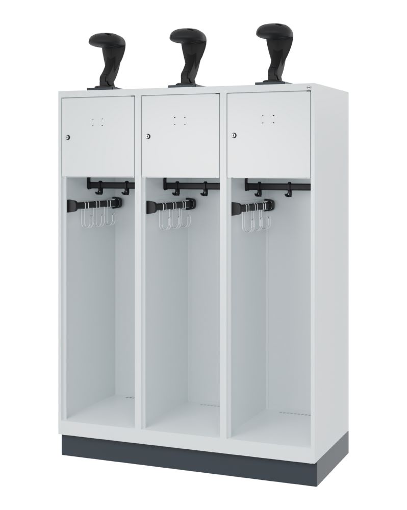 Produktbild C+P Feuerwehrspind Youngster 3 offene Abteile lichtgrau 1200 x 500 x 1530 mm