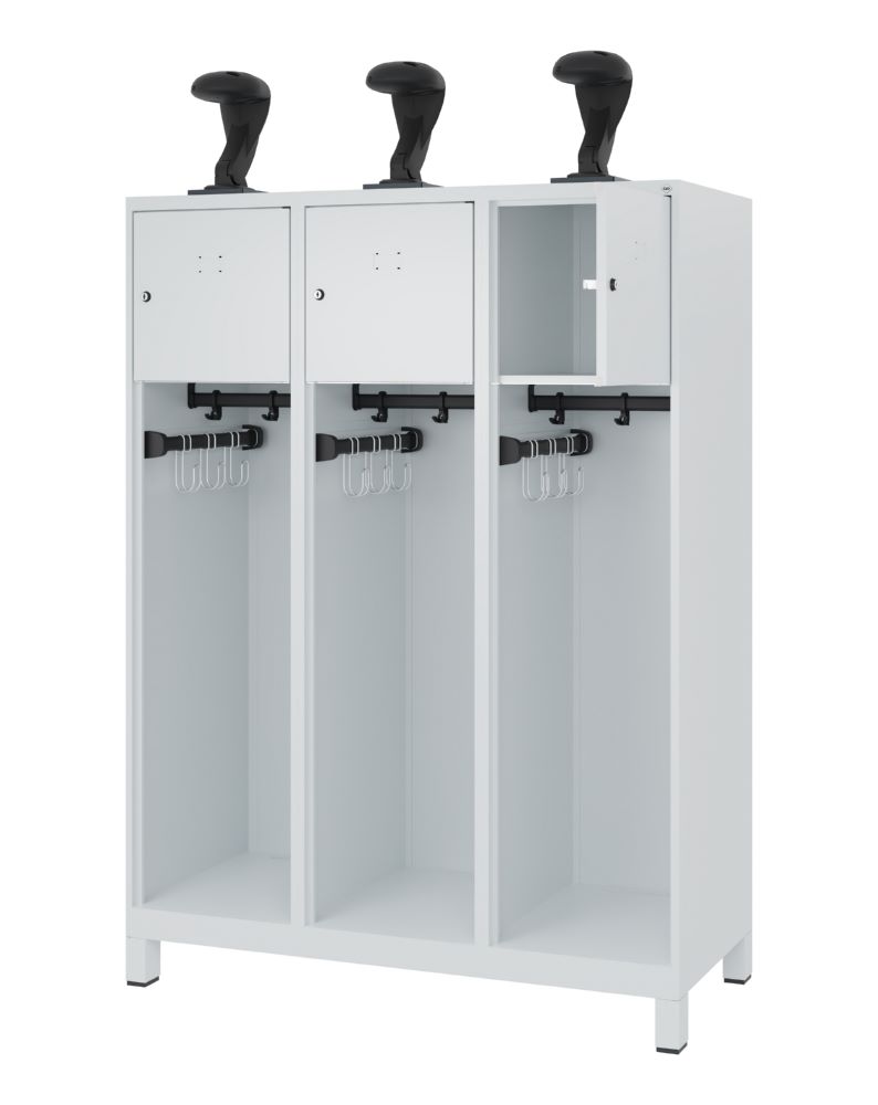 Produktbild C+P Stahl Feuerwehrspind Youngster 3 Abteile in lichtgrau 1200 x 500 x 1530 mm bild 2