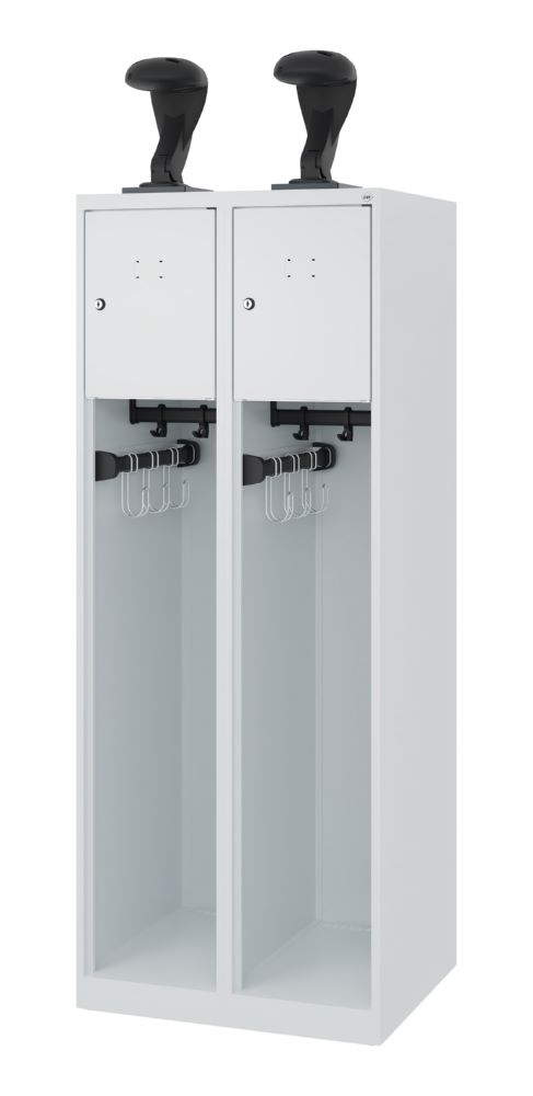 Produktbild C+P Feuerwehrspind Youngster 2 Stahlabteile lichtgrau 600 x 500 x 1530 mm