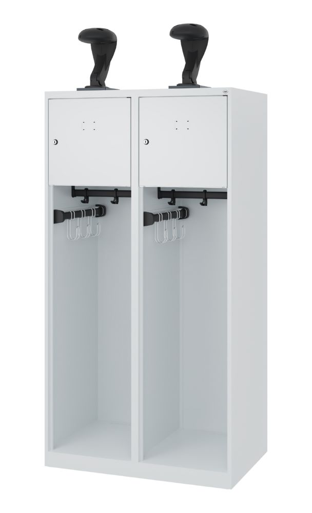Produktbild C+P Feuerwehrspind Youngster 2 Abteile je 400 mm hellgrau 800 x 500 x 1530 mm