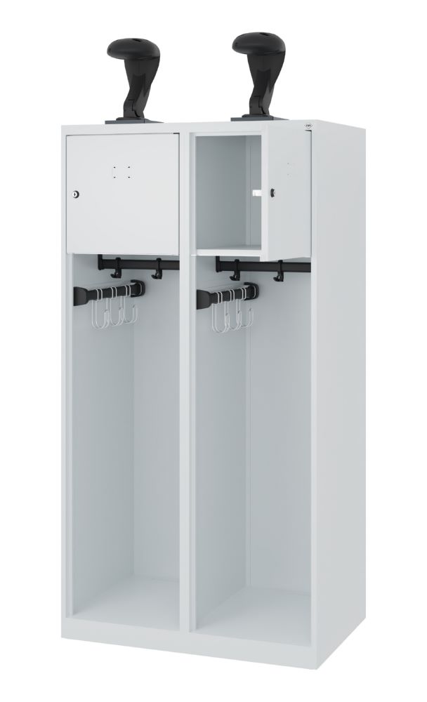 Produktbild C+P Feuerwehrspind Youngster 2 Abteile je 400 mm hellgrau 800 x 500 x 1530 mm bild 2