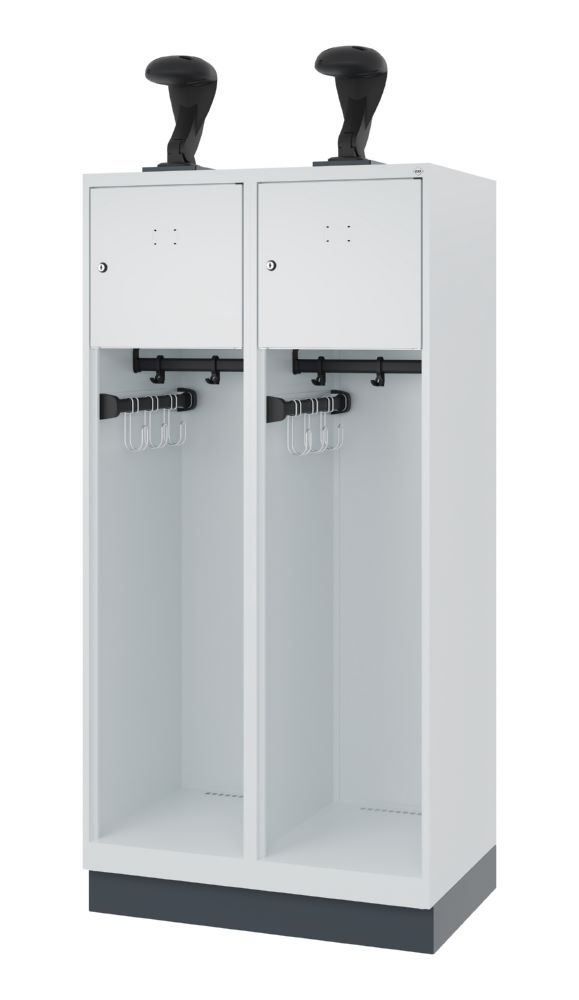Produktbild C+P Feuerwehrspind Evolo Youngster 2 Abteile hellgrau 800 x 500 x 1530 mm