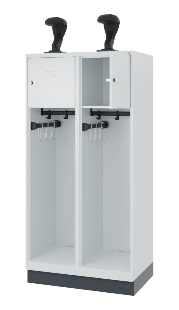 Produktbild C+P Feuerwehrspind Evolo Youngster 2 Abteile hellgrau 800 x 500 x 1530 mm bild 2