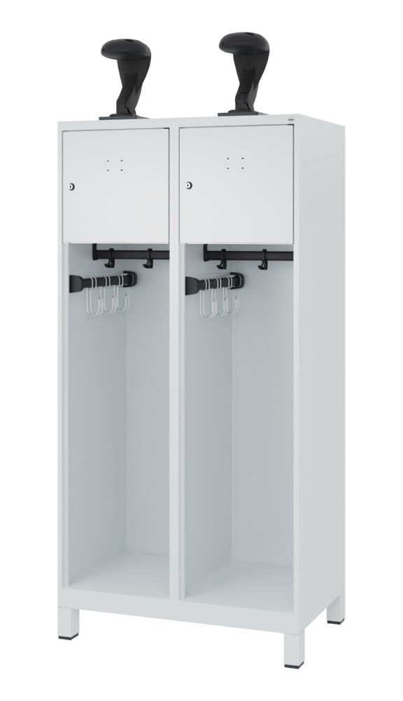 Produktbild C+P Feuerwehrspind Youngster 2 Abteile je 400 mm lichtgrau 800 x 500 x 1530 mm