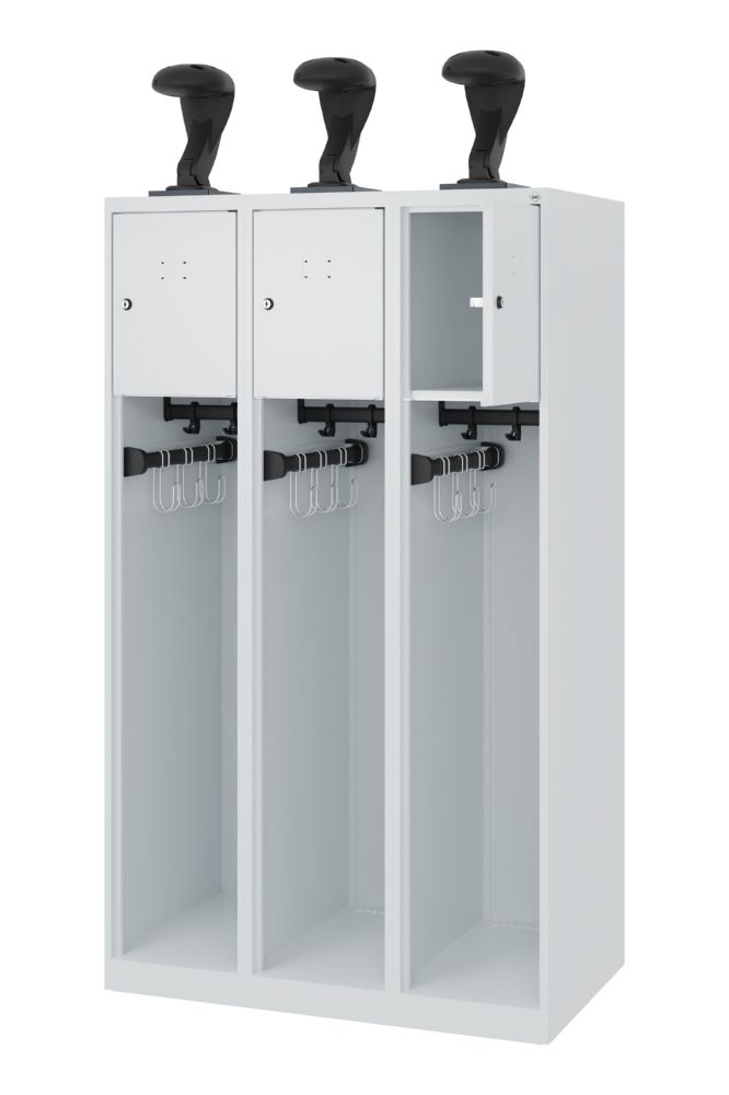Produktbild C+P Feuerwehrspind Youngster 3 Abteile mit Helmhalter grau 900 x 500 x 1530 mm bild 2