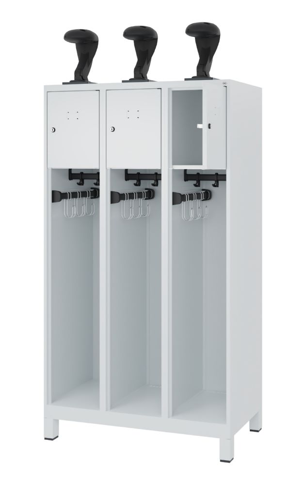 Produktbild C+P Feuerwehrspind Evolo Youngster 3 Wertfächer lichtgrau 900 x 500 x 1530 mm bild 2