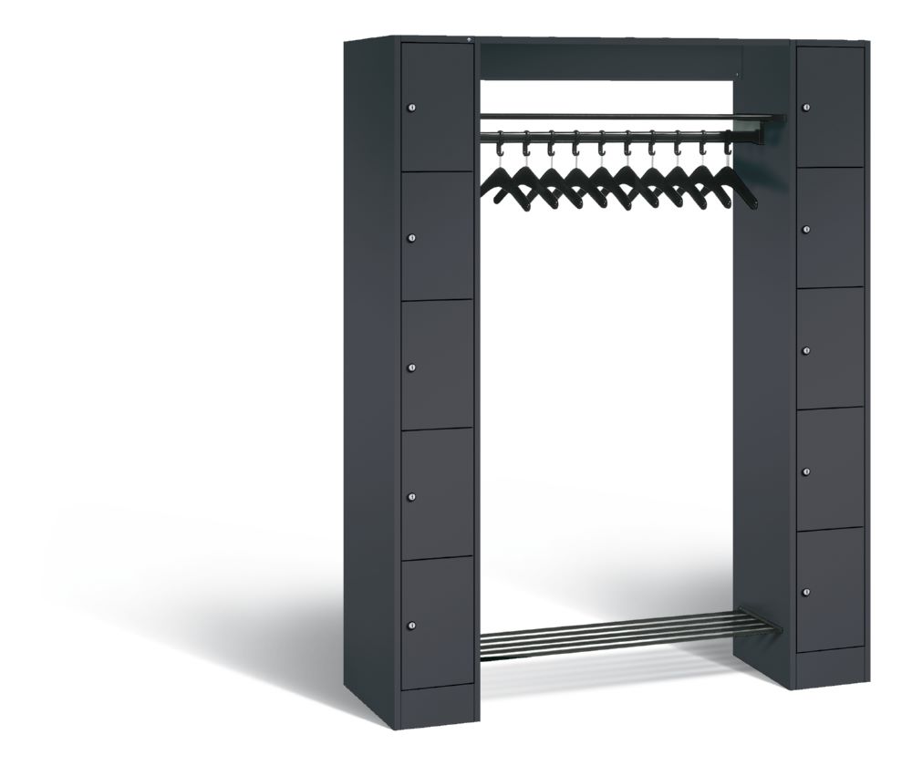Produktbild C+P Freistehende Garderobe mit Fächer Serie 8070 anthrazitgrau 1430 x 480 x 1950 mm bild 1