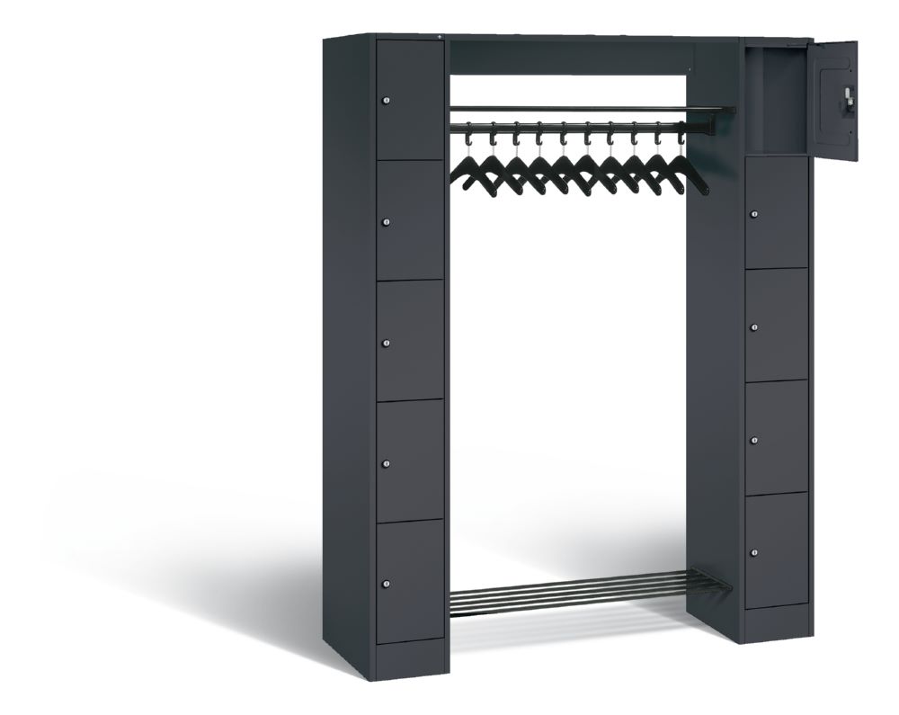 Produktbild C+P Freistehende Garderobe mit Fächer Serie 8070 anthrazitgrau 1430 x 480 x 1950 mm bild 2