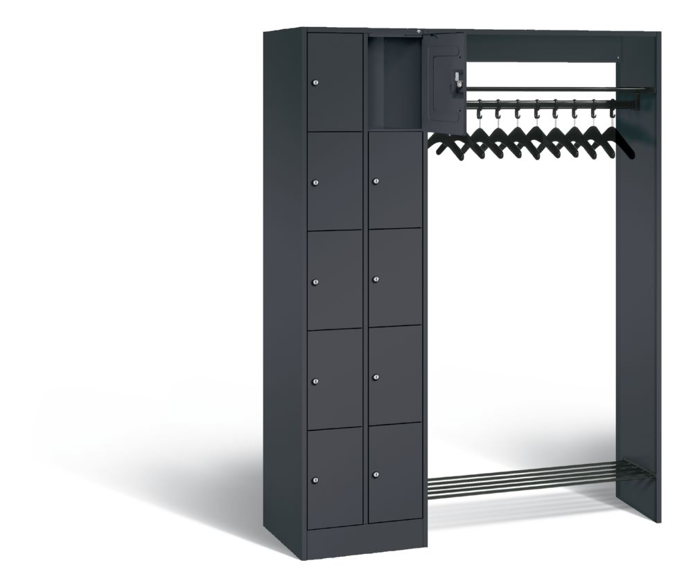 Produktbild C+P Garderobe Serie 8070 links mit Fächerschrank in anthrazit 1410 x 480 x 1950 mm bild 2