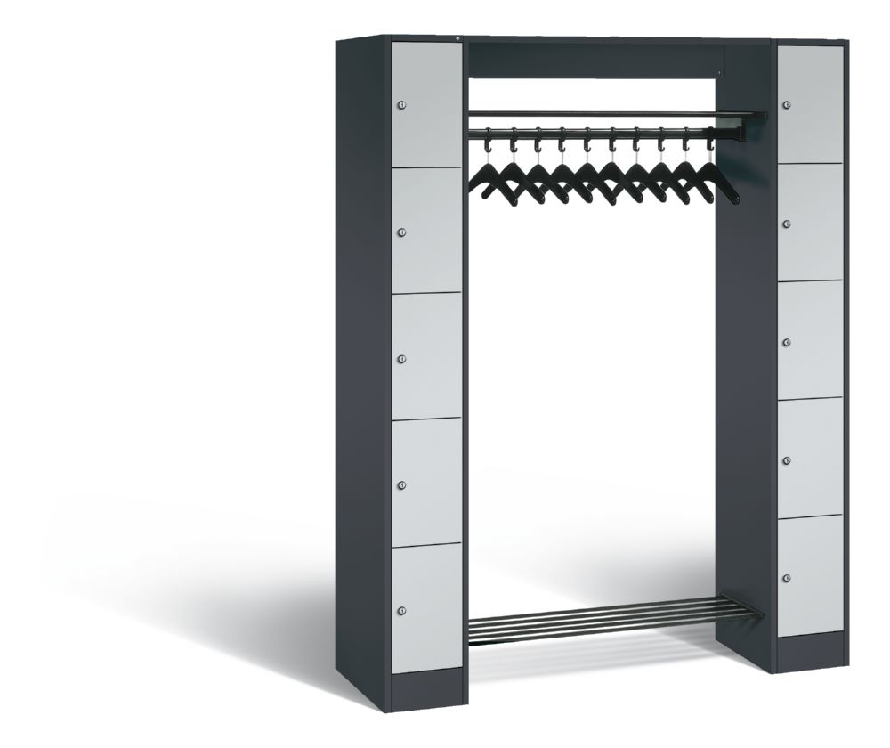Produktbild C+P Garderobe Serie 8070 Korpus anthrazit Fächer hellgrau 1430 x 480 x 1950 mm bild 1