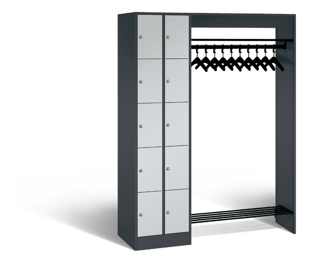 Produktbild C+P Garderobe Serie 8070 links mit Fächerschrank in lichtgrau 1410 x 480 x 1950 mm bild 1