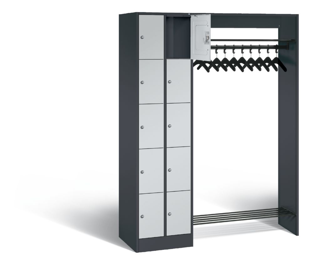 Produktbild C+P Garderobe Serie 8070 links mit Fächerschrank in lichtgrau 1410 x 480 x 1950 mm bild 2