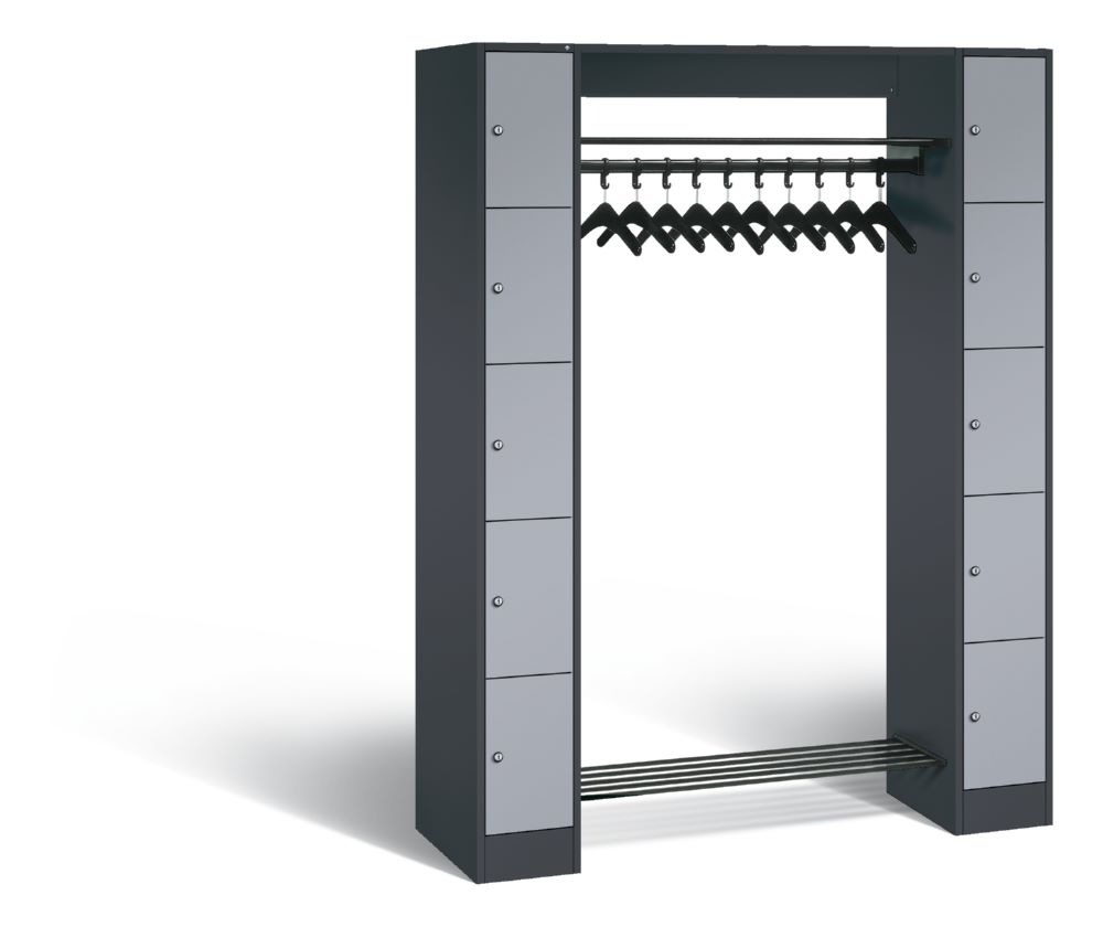 Produktbild C+P Garderobe freistehend Serie 8070 anthrazit weißalu 1430 x 480 x 1950 mm bild 1