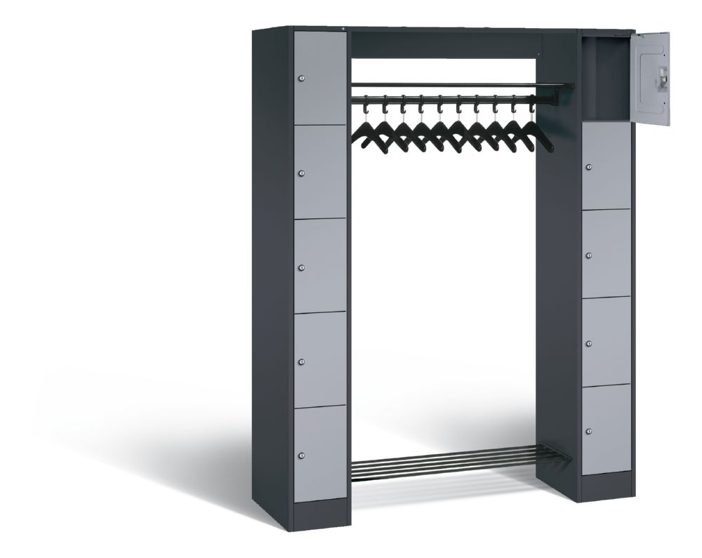 Produktbild C+P Garderobe freistehend Serie 8070 anthrazit weißalu 1430 x 480 x 1950 mm bild 2