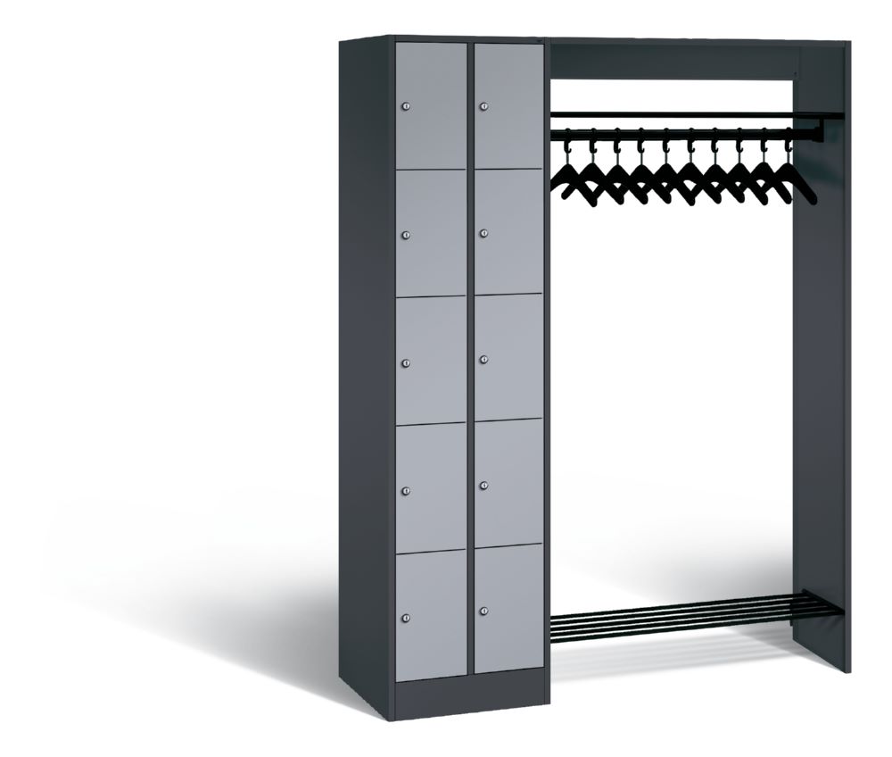 Produktbild C+P Garderobe Serie 8070 links mit Fächerschrank in weißalu 1410 x 480 x 1950 mm bild 1